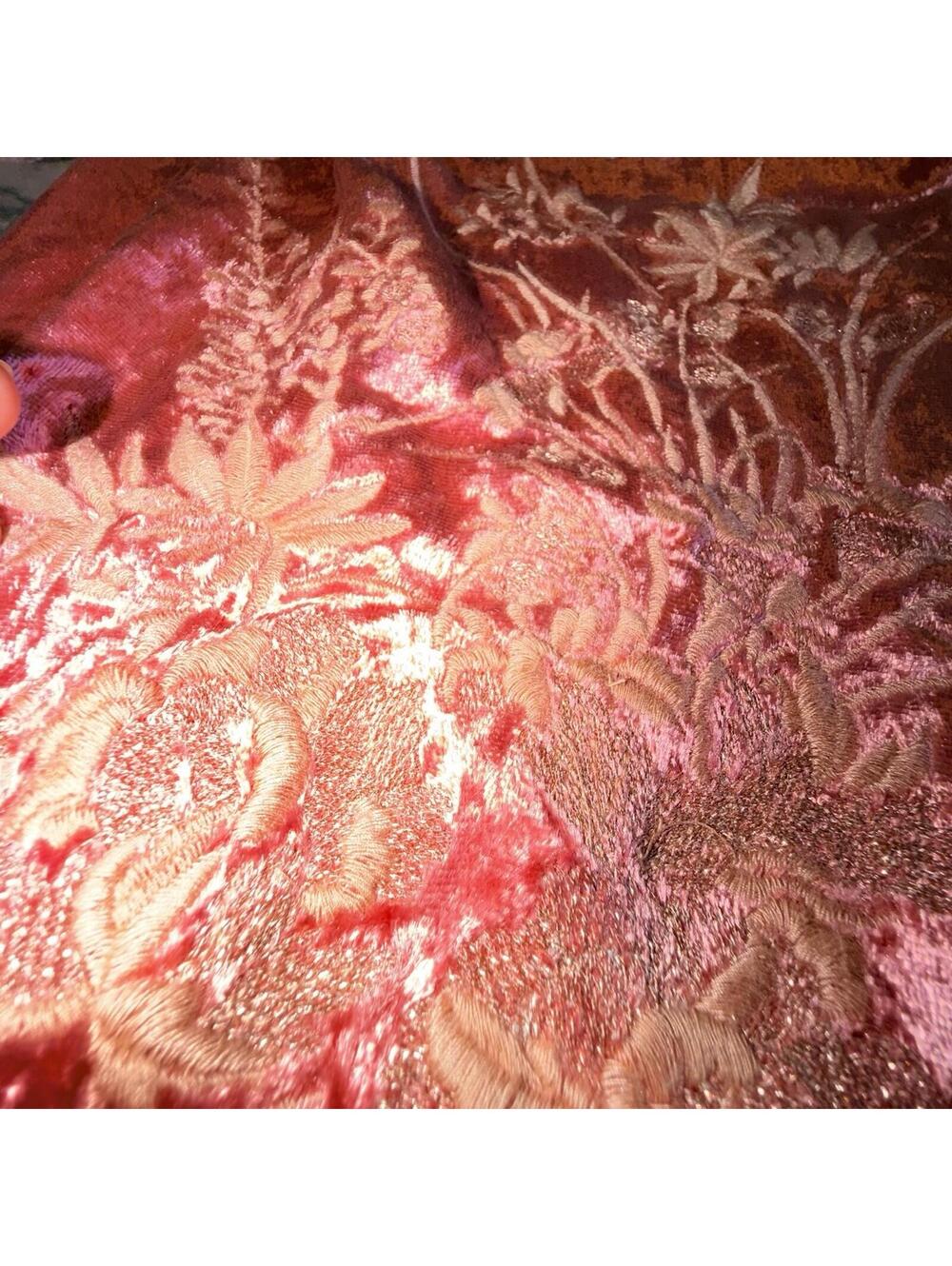 Anthropologie Rosie Embroidered Crushed Velvet Joggers Sz small boho PINK pants - Picture 4 of 8